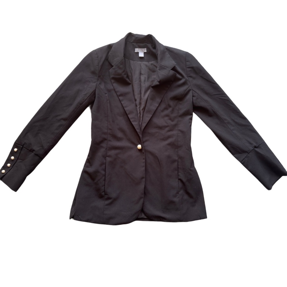 Kenar Black Women's Blazer with Pearl Button